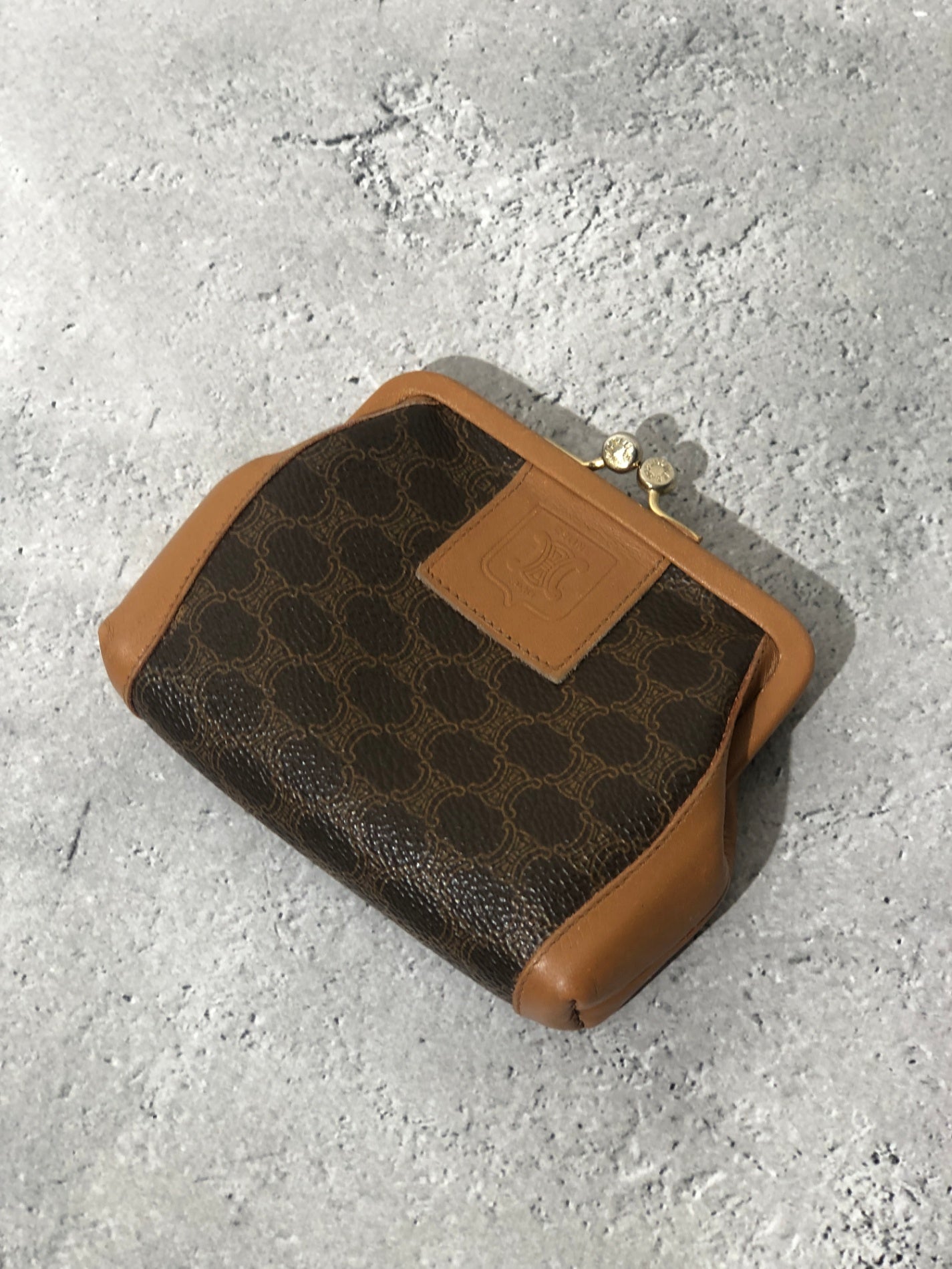 CELINE Macadam Blason 金屬扣零錢包棕色復古 g62ssc