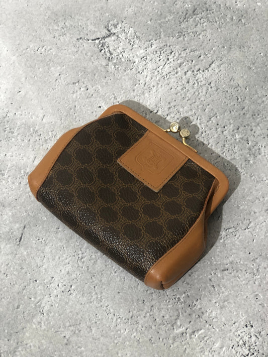 CELINE Macadam Blason 金屬扣零錢包棕色復古 g62ssc