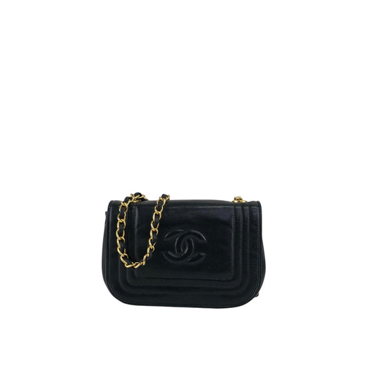 CHANEL Coco Mark Chain Shoulder bag Black Vintage p4crvh