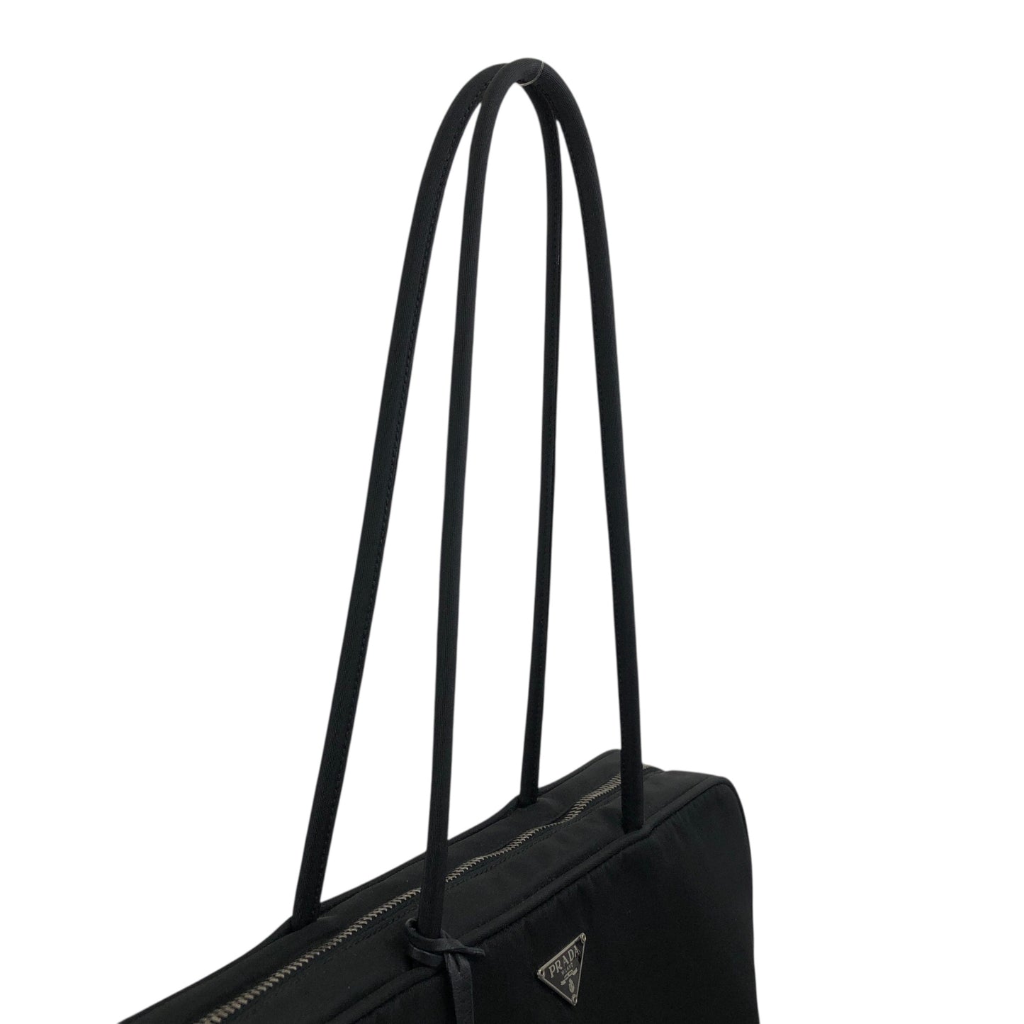 PRADA Triangle Logo Padlock Totebag Black Vintage ggz5as