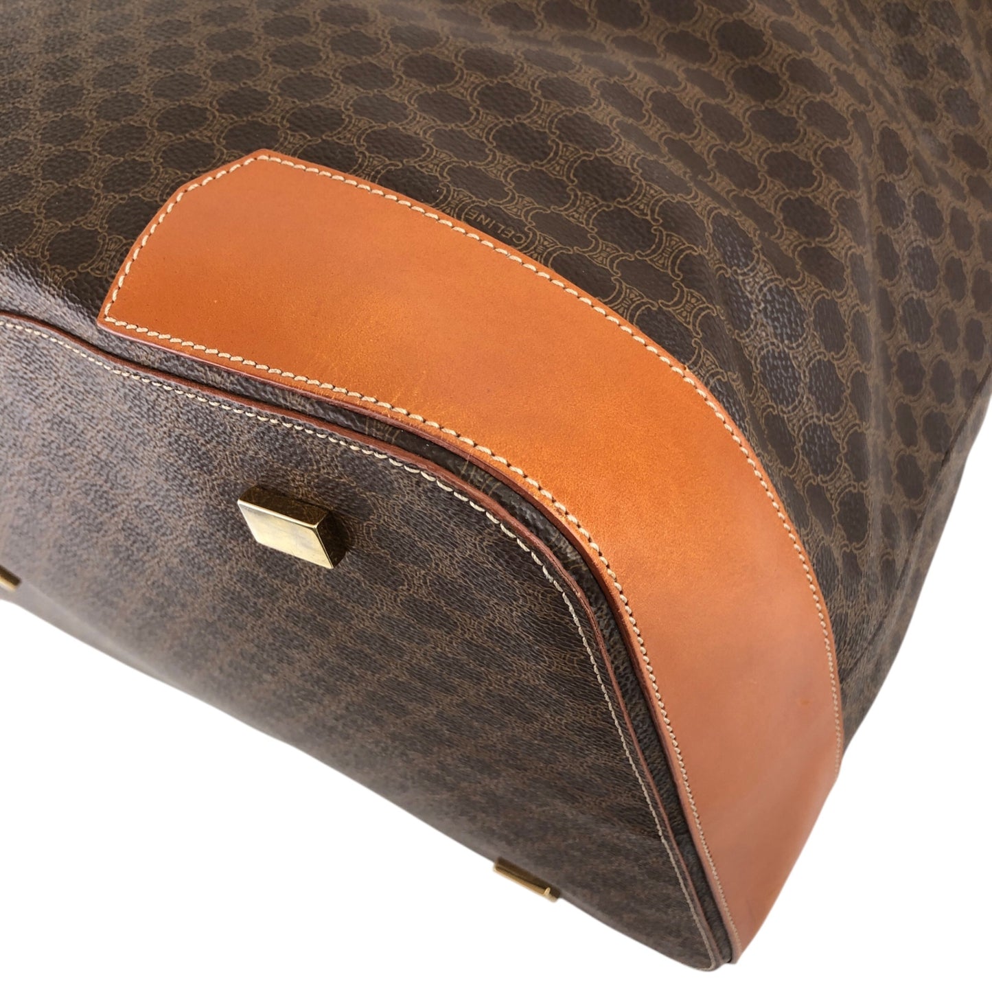 CELINE Macadam Handbag Boston bag Brown Vintage tj7utz