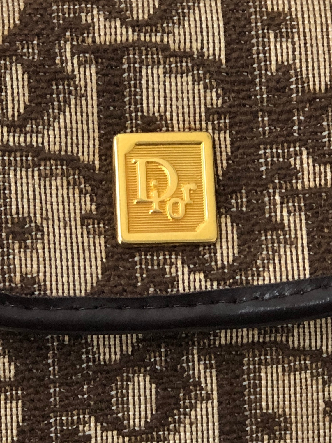 Christian Dior Trotter CD Logo 提花皮革零錢包 棕色 復古 e3hgif