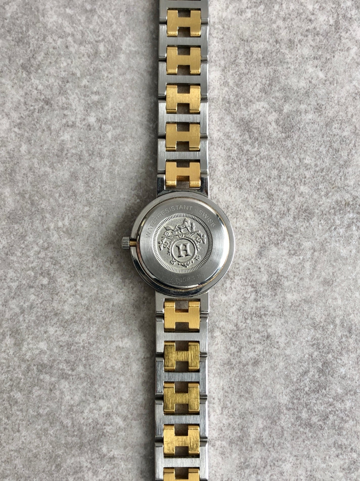 HERMES Quartz Watch Silver×Gold Vintage 7ahpvs