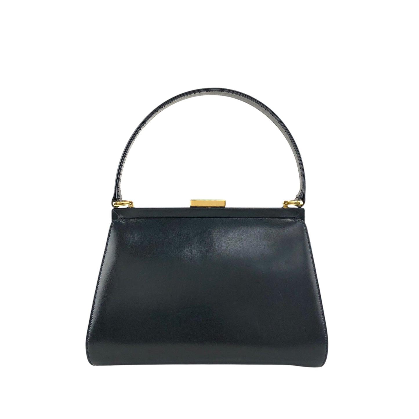 GUCCI Metal Clasp Handbag Navy Vintage 7taztf