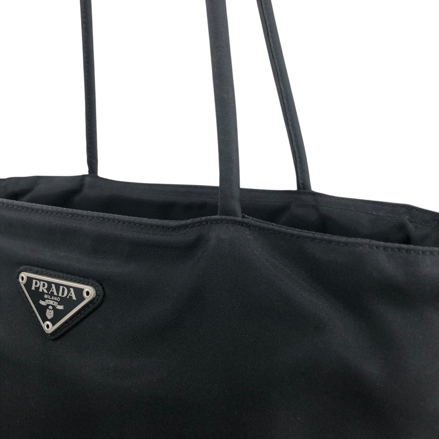 PRADA Triangle Logo Totebag Black Vintage efichx