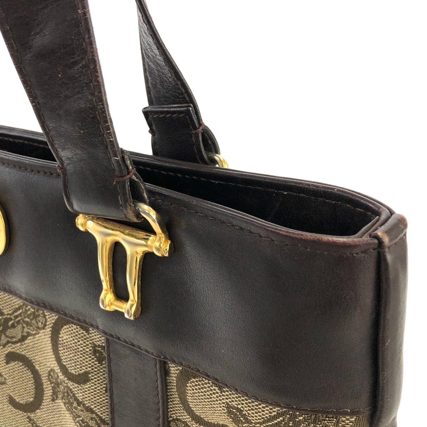 CELINE Horse Carriage C Macadam Jacquard Leather Brown Vintage ghbv7g