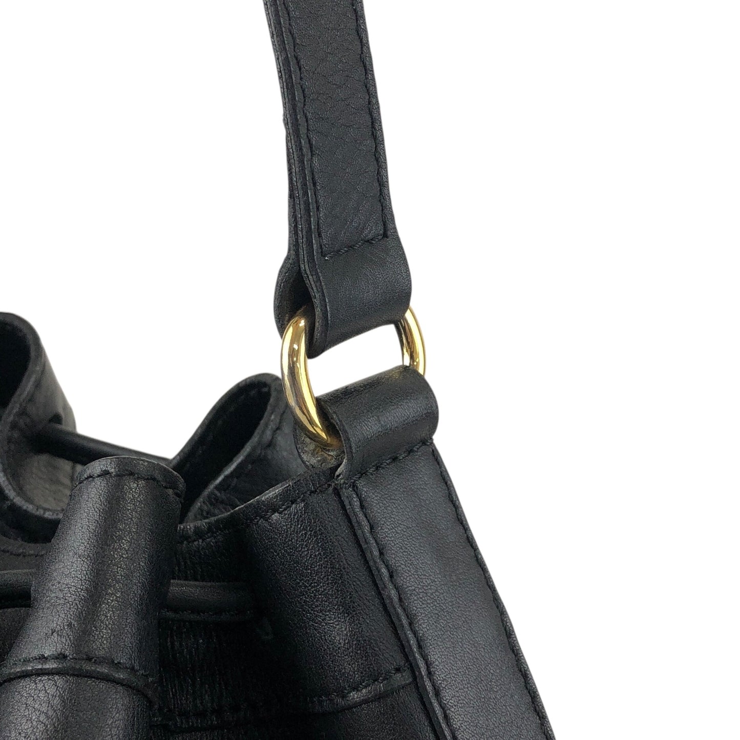 CELINE Blason Gancini Drawstring Shoulder bag Black Vintage 3zj4mf