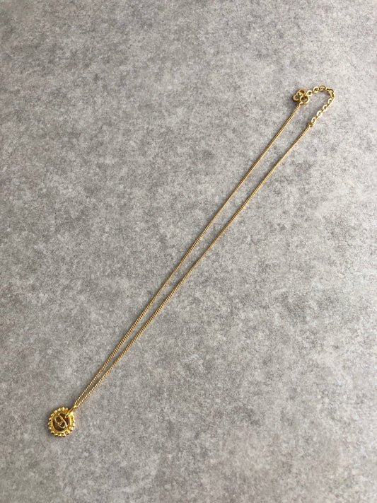 Christian Dior Logo Motif Necklace Gold Vintage 6wci36