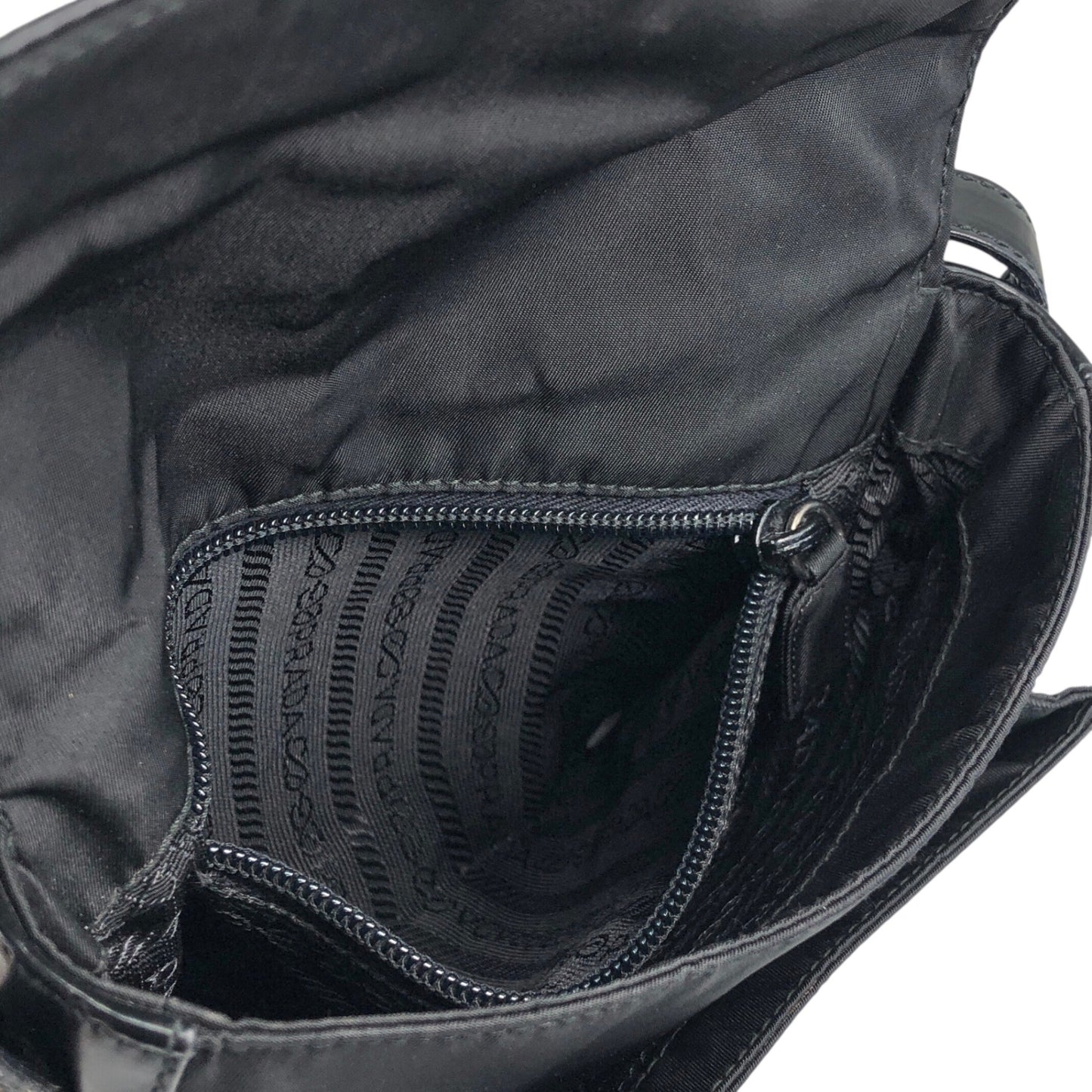 PRADA Logo Front Buckle Shoulder bag Black Vintage fyhckn