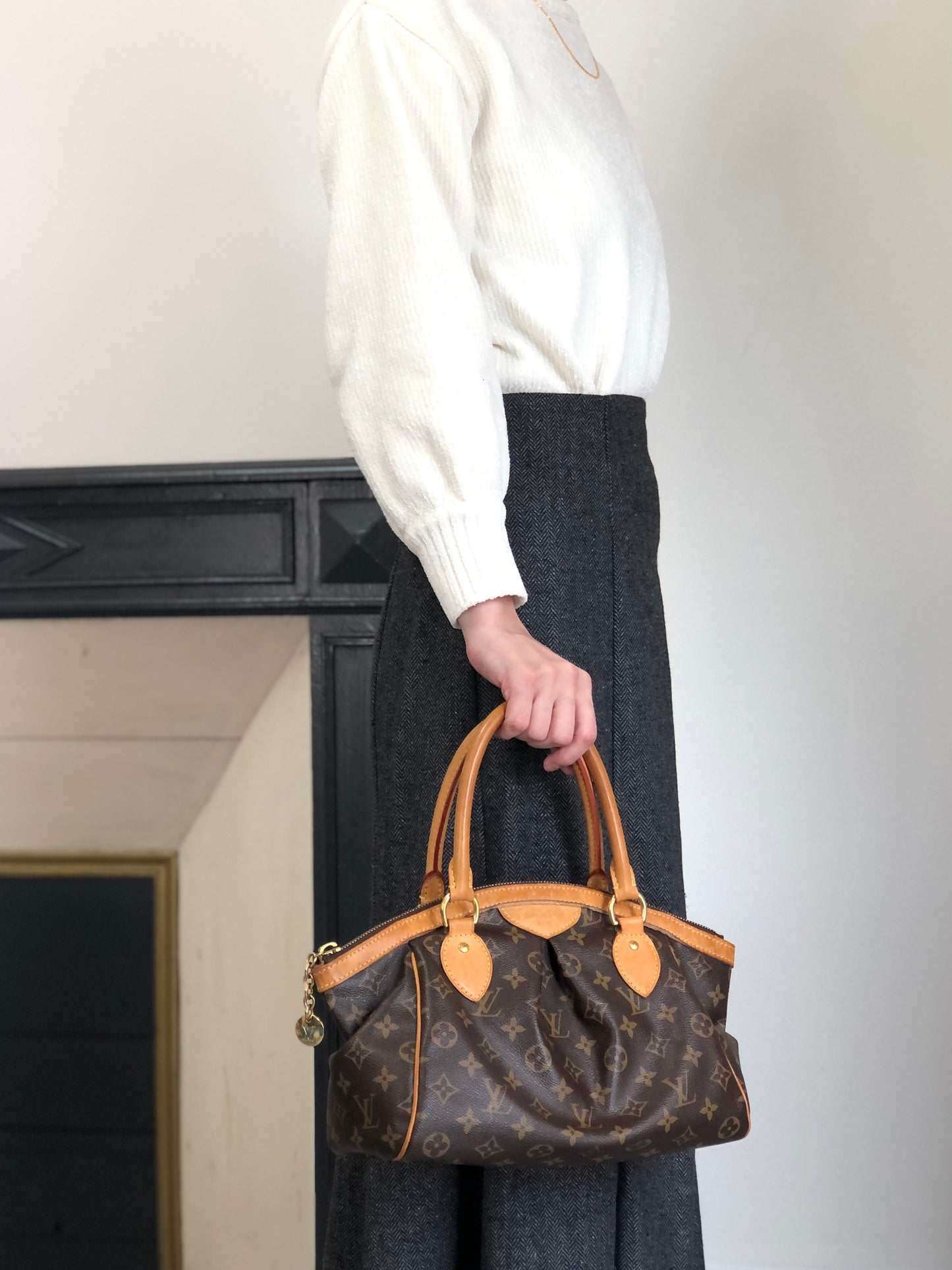 LOUIS VUITTON Monogram Handbag Brown Vintage v3t8ju