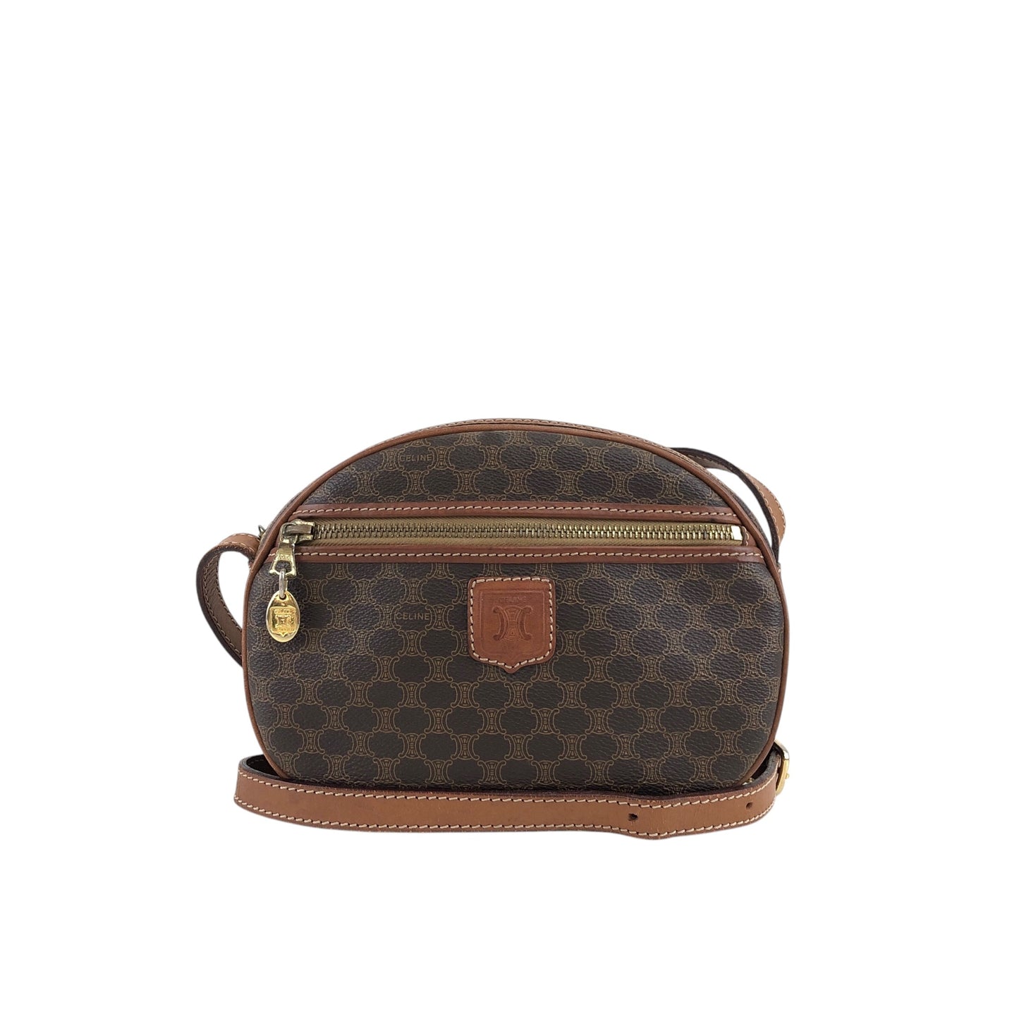 CELINE Macadam Blason Round Shoulder bag Brown Vintage 832m4p