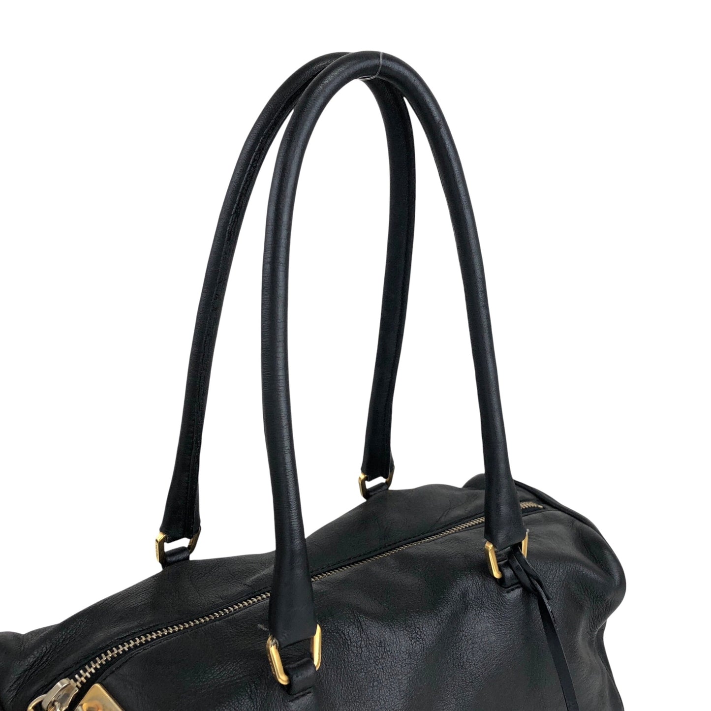 PRADA Padlock Handbag Black Vintage k84sjm