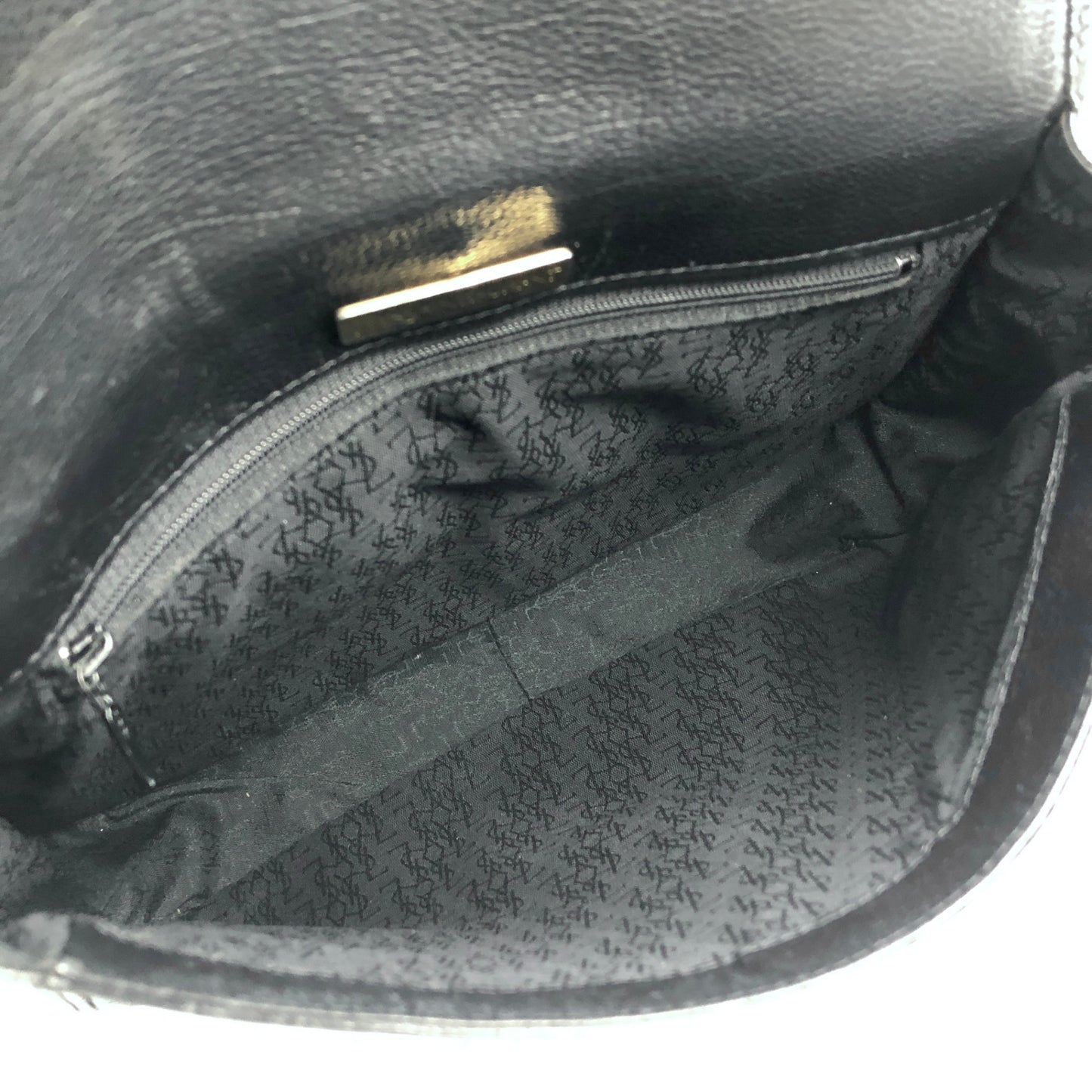 Yves Saint Laurent YSL Logo Stitch Leather Shoulder bag Black Vintage gscvrw