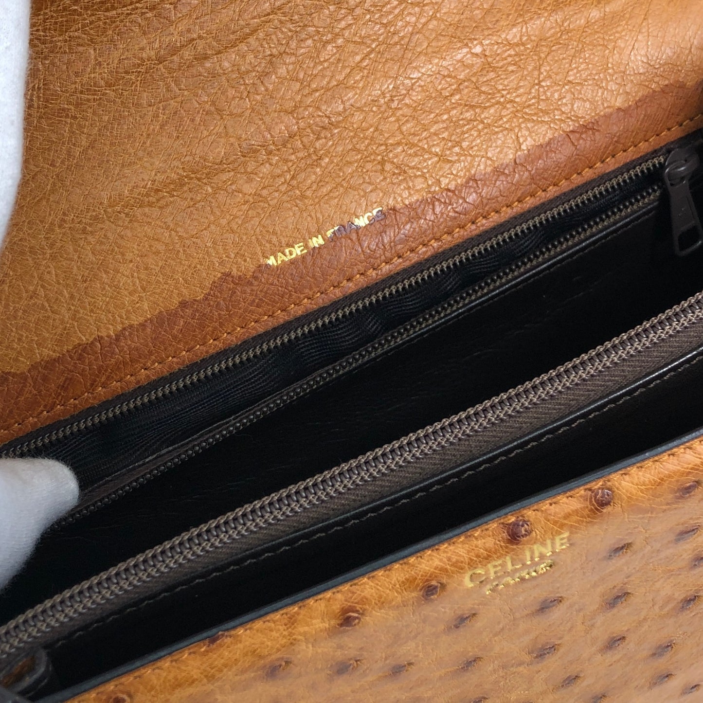 CELINE Gancini Handbag Camel Vintage 847in7