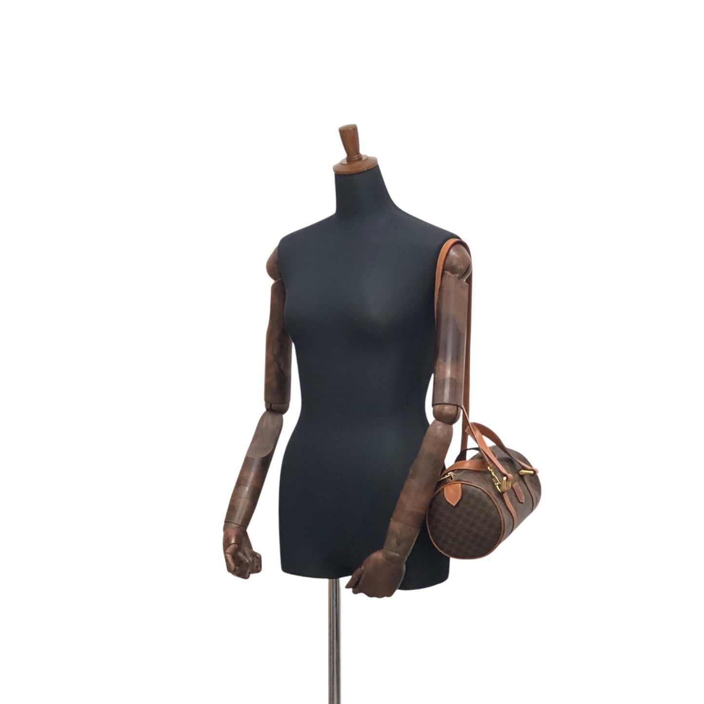 CELINE Macadam Blason Two-way Handbag Shoulder bag Brown Vintage tj3xfx