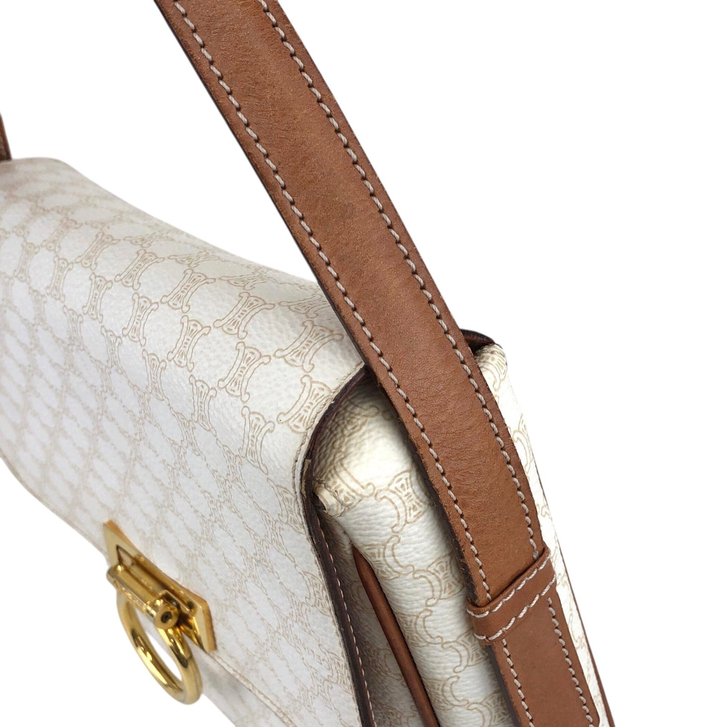 CELINE Macadam Gancini Shoulder bag White Vintage w4jb3k