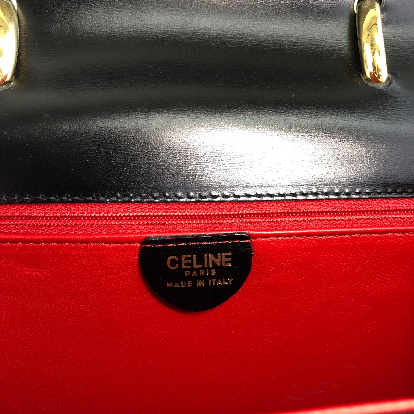 CELINE Horse Bit Double Flap Handbag Black Vintage nrxerm