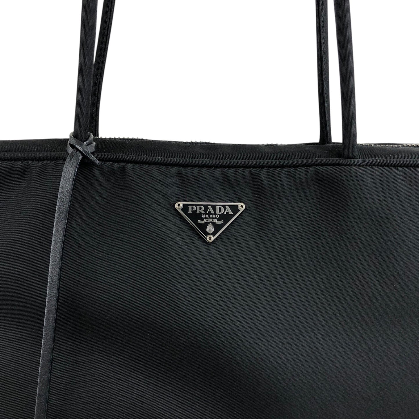 PRADA Triangle Logo Padlock Totebag Black Vintage ggz5as