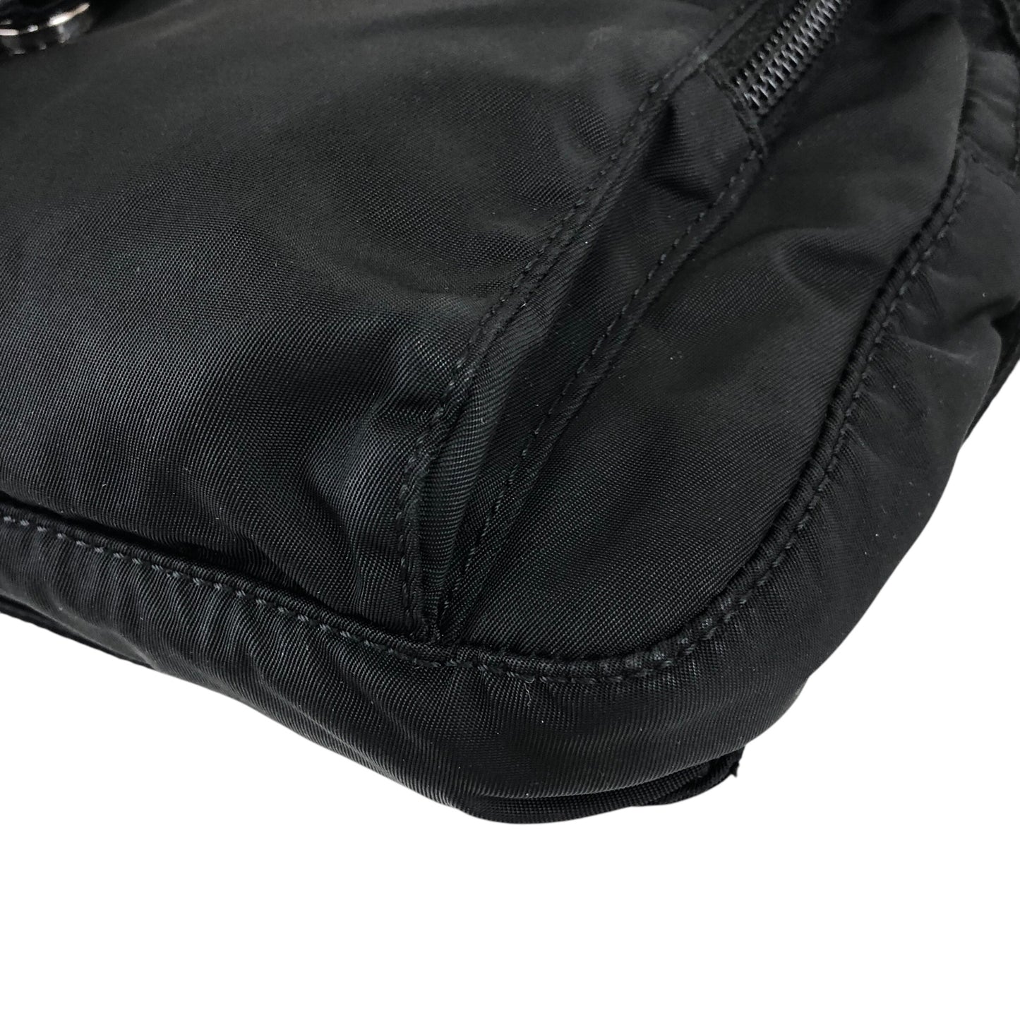 PRADA Triangle Logo Front Buckle Shoulder bag Black Vintage 3nuzig