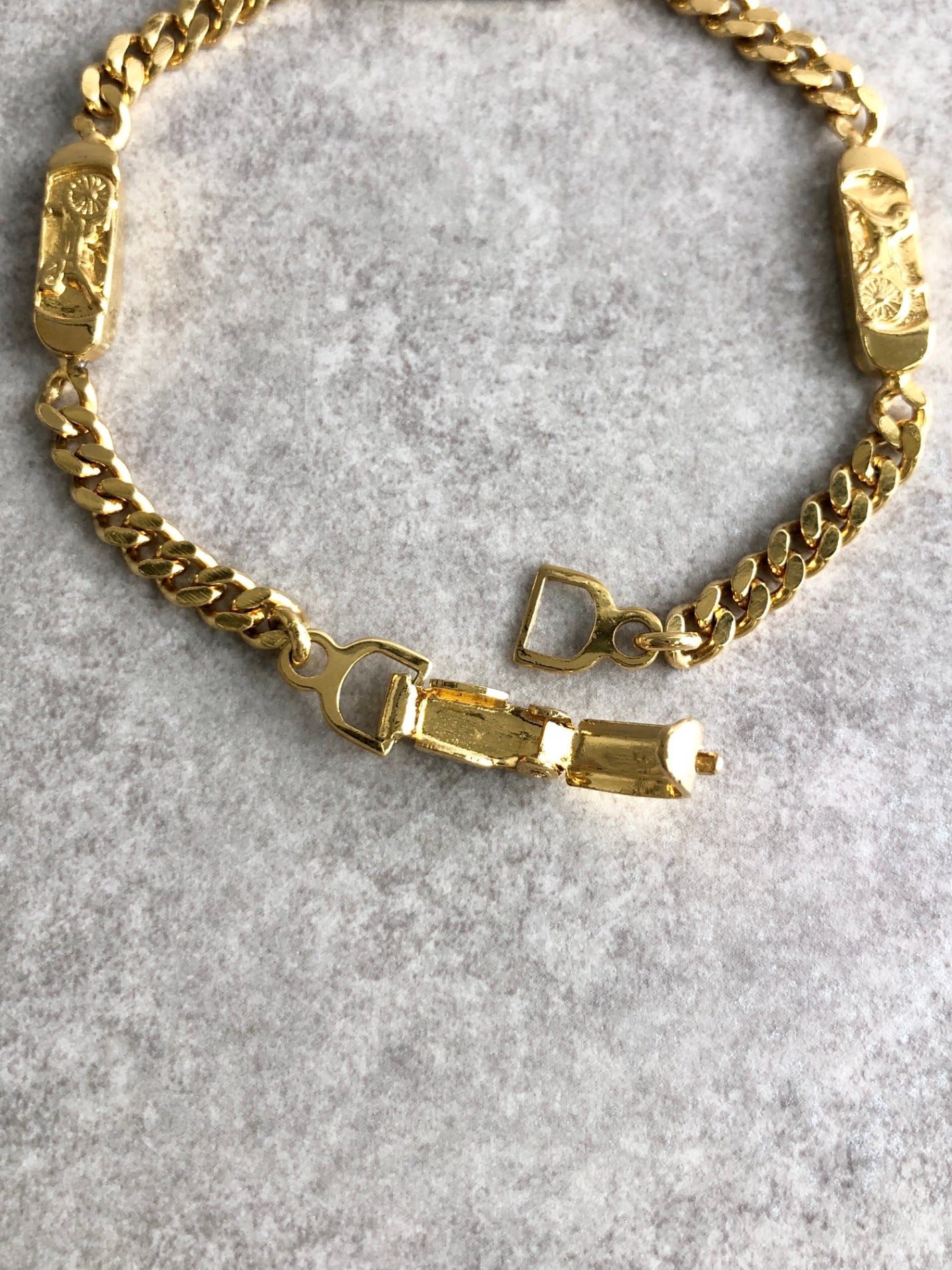 CELINE Horse Carriage Bracelet Gold Vintage reb2u4