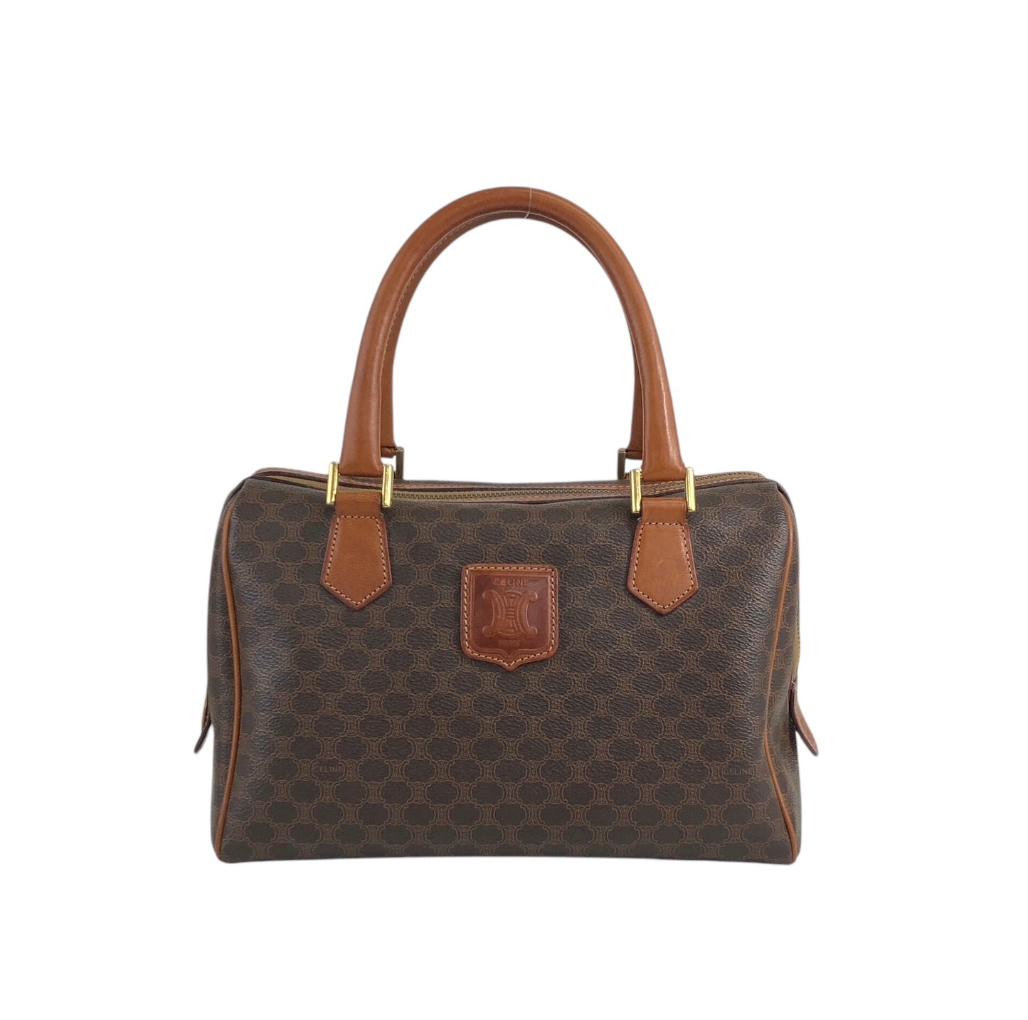 CELINE Macadam Blason Handbag Boston bag Brown Vintage xrgcpj