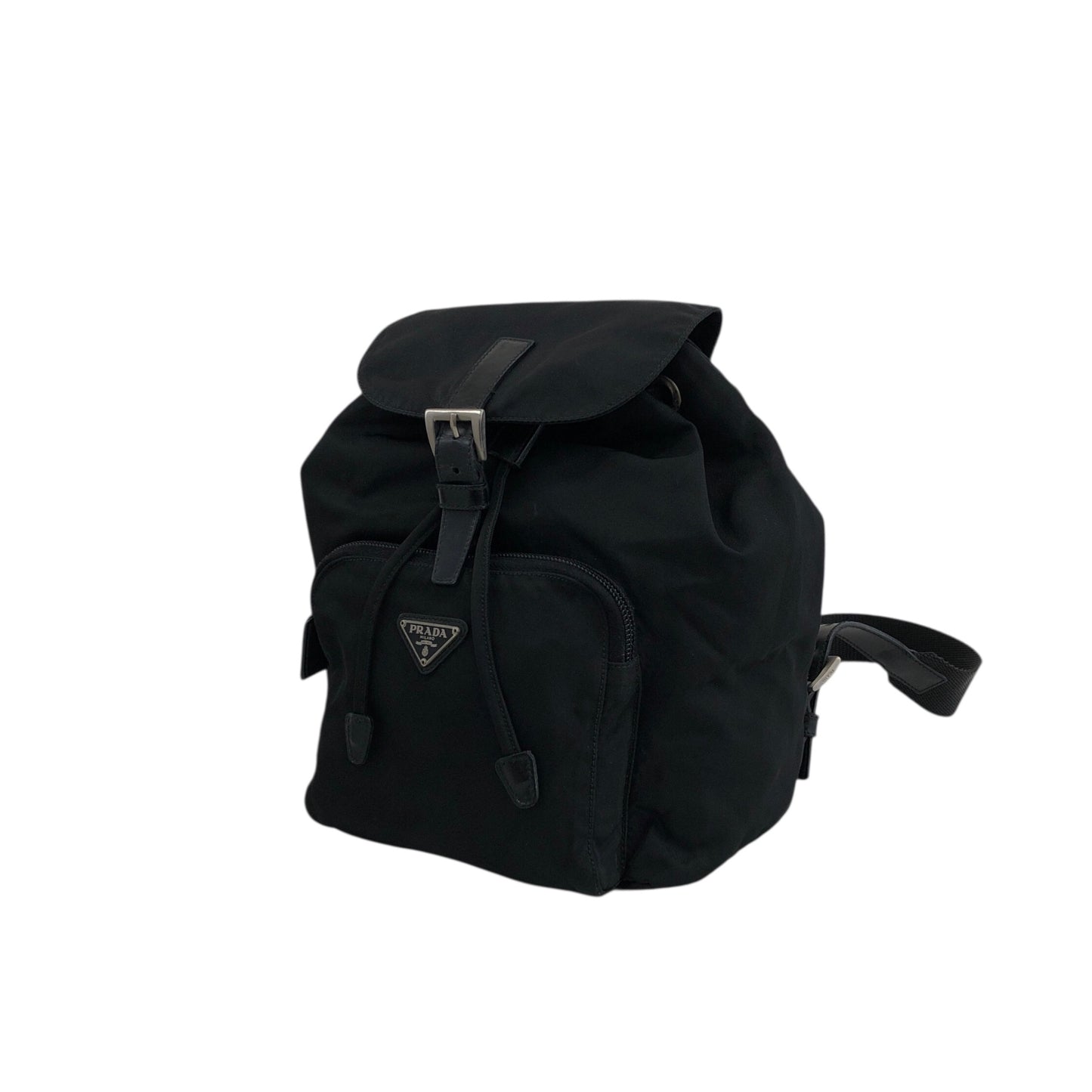 PRADA Tessuto Triangle Logo Front Pocket Backpack Black Vintage nnyiv2