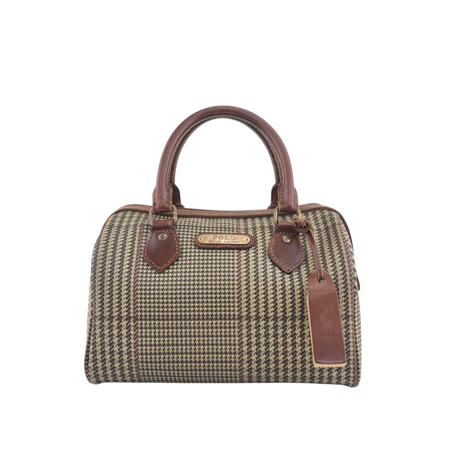 RALPH LAUREN Logo Boston bag Brown Vintage djz8wh