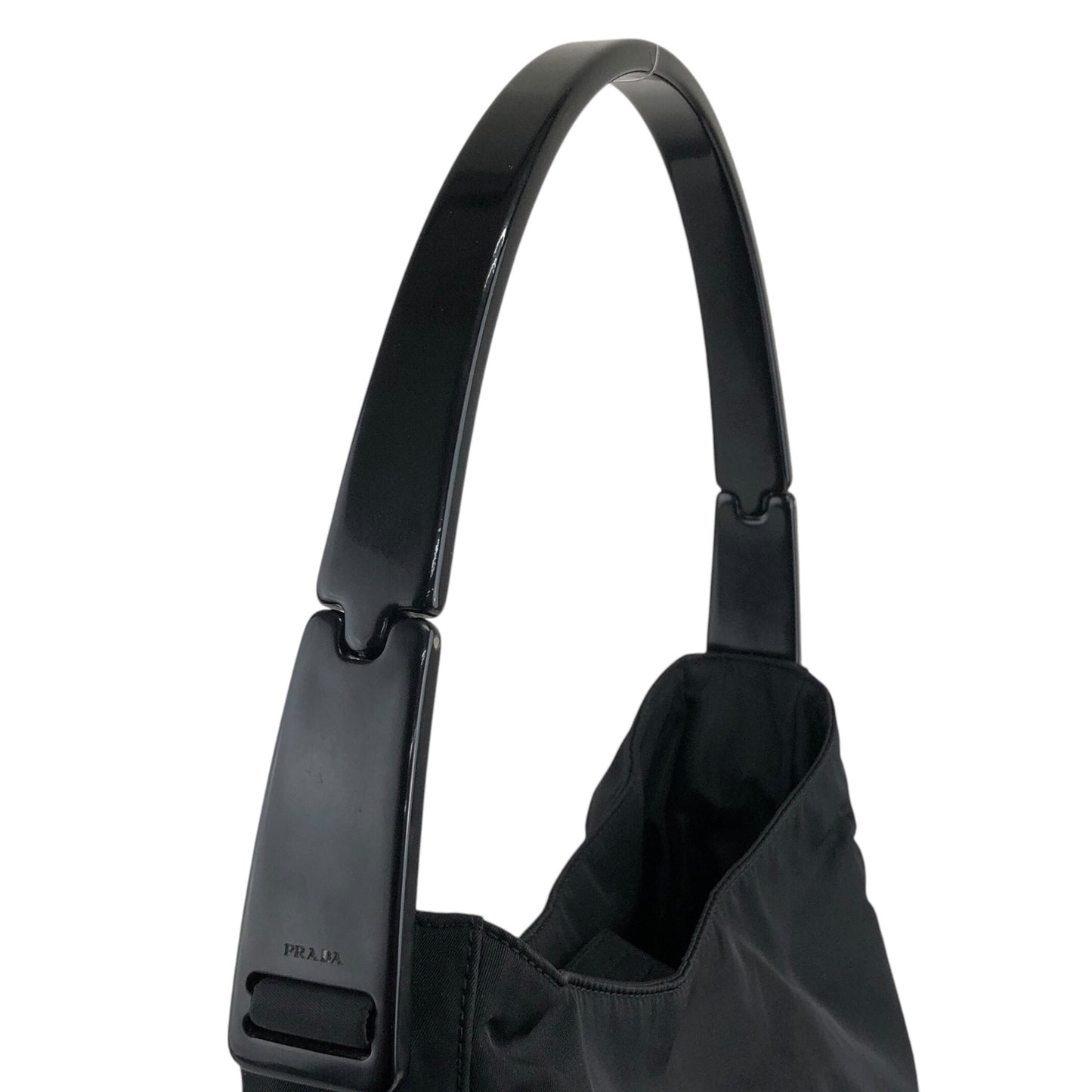 PRADA 三角形標誌單肩包 Hobobag 黑色復古 yrvu6f