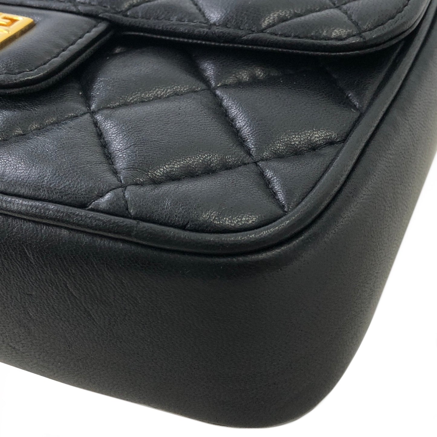 GIVENCHY 標誌圖案流蘇絎縫皮革肩背包 黑色復古 cygn3n