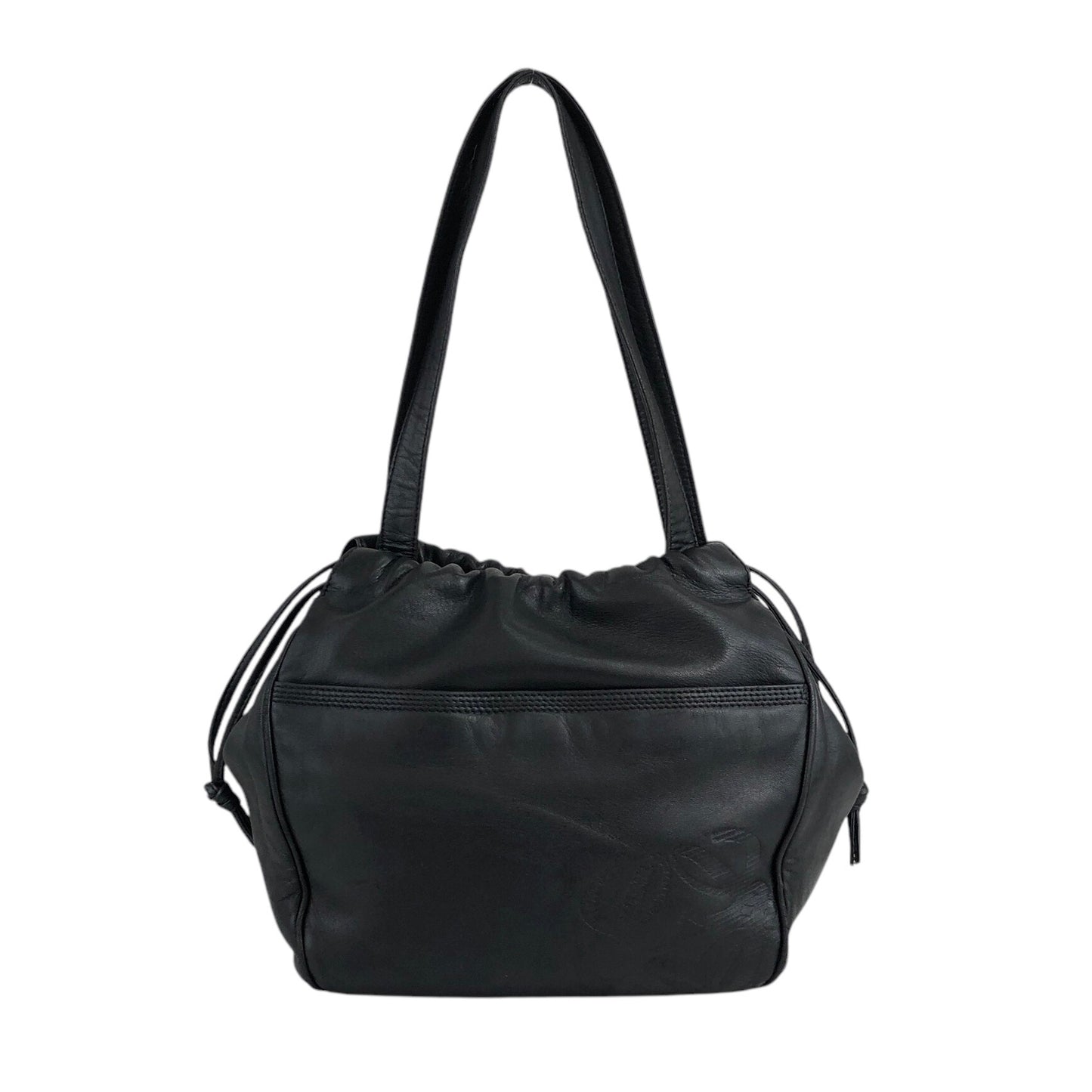 LOEWE Anagram Drawstring Handbag Black Vintage nggky5