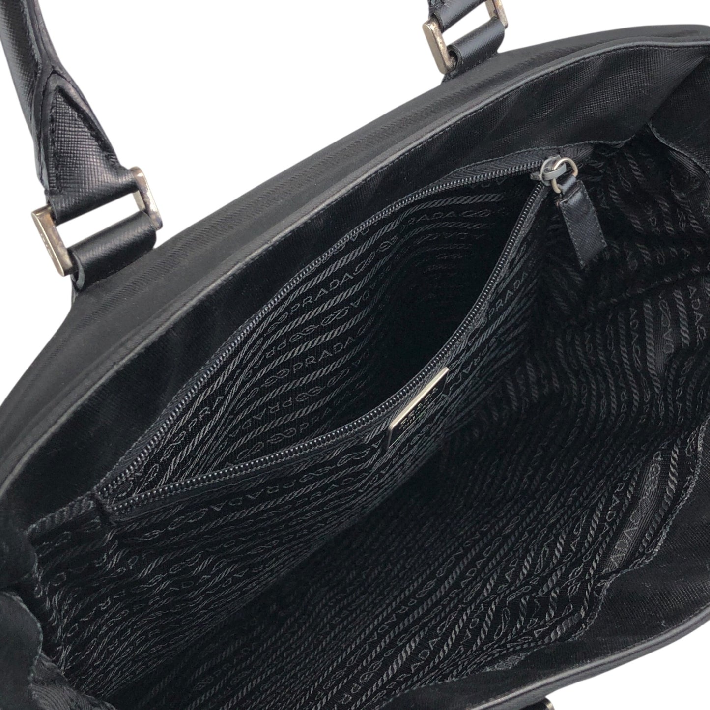 PRADA Triangle Logo Totebag Black Vintage syxbuh