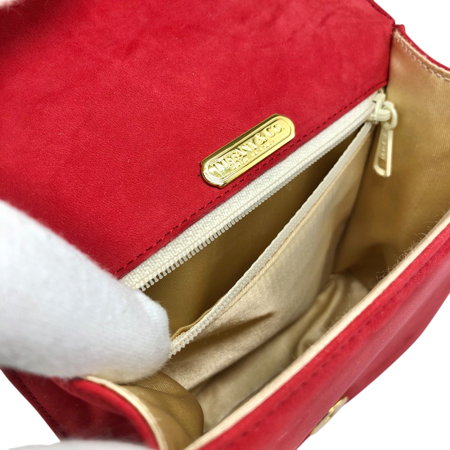 Tiffany & Co. Logo Small Chain Handbag Red Vintage gphne8