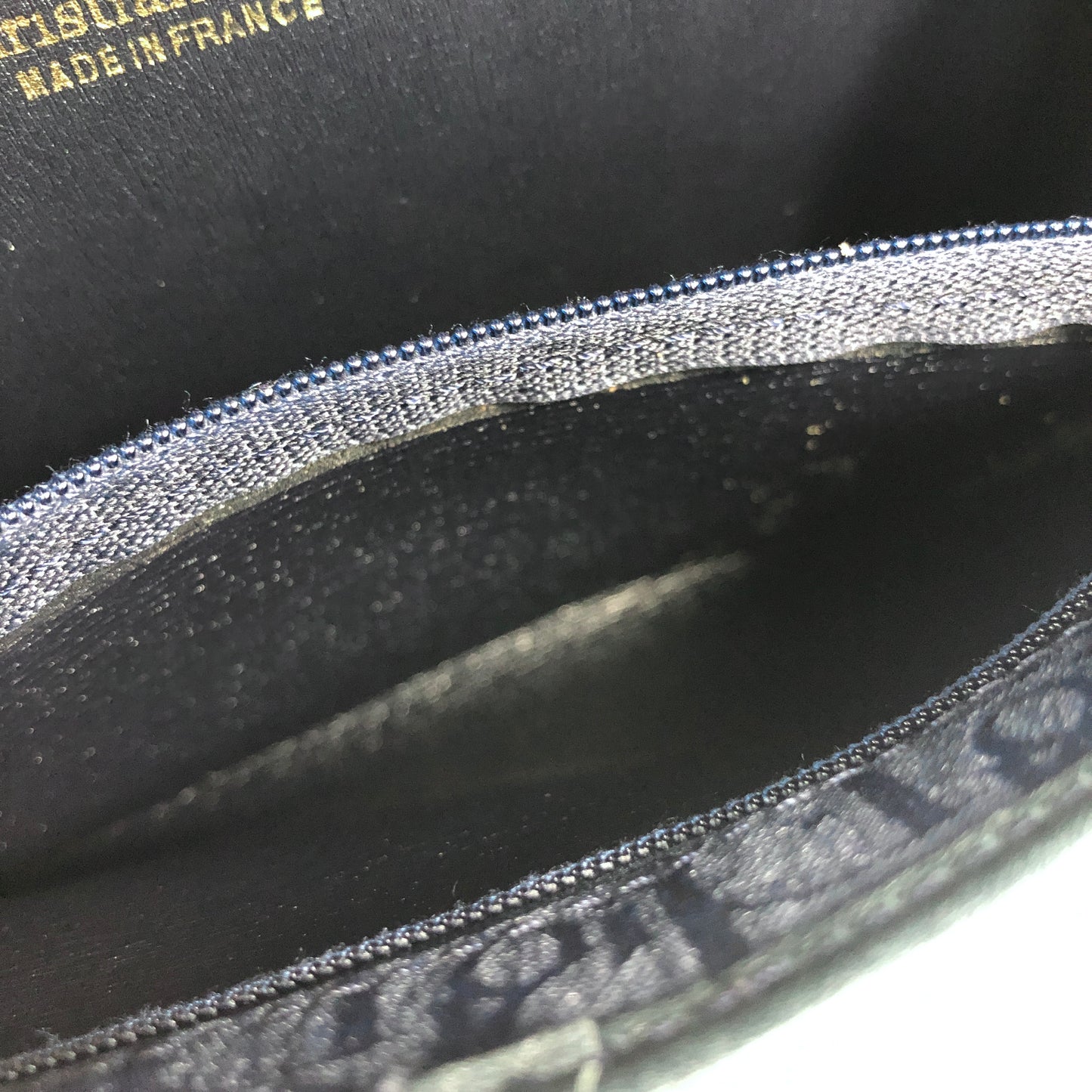 Christian Dior Trotter Logo 提花皮革鏈條斜背包單肩包海軍藍復古 khnany