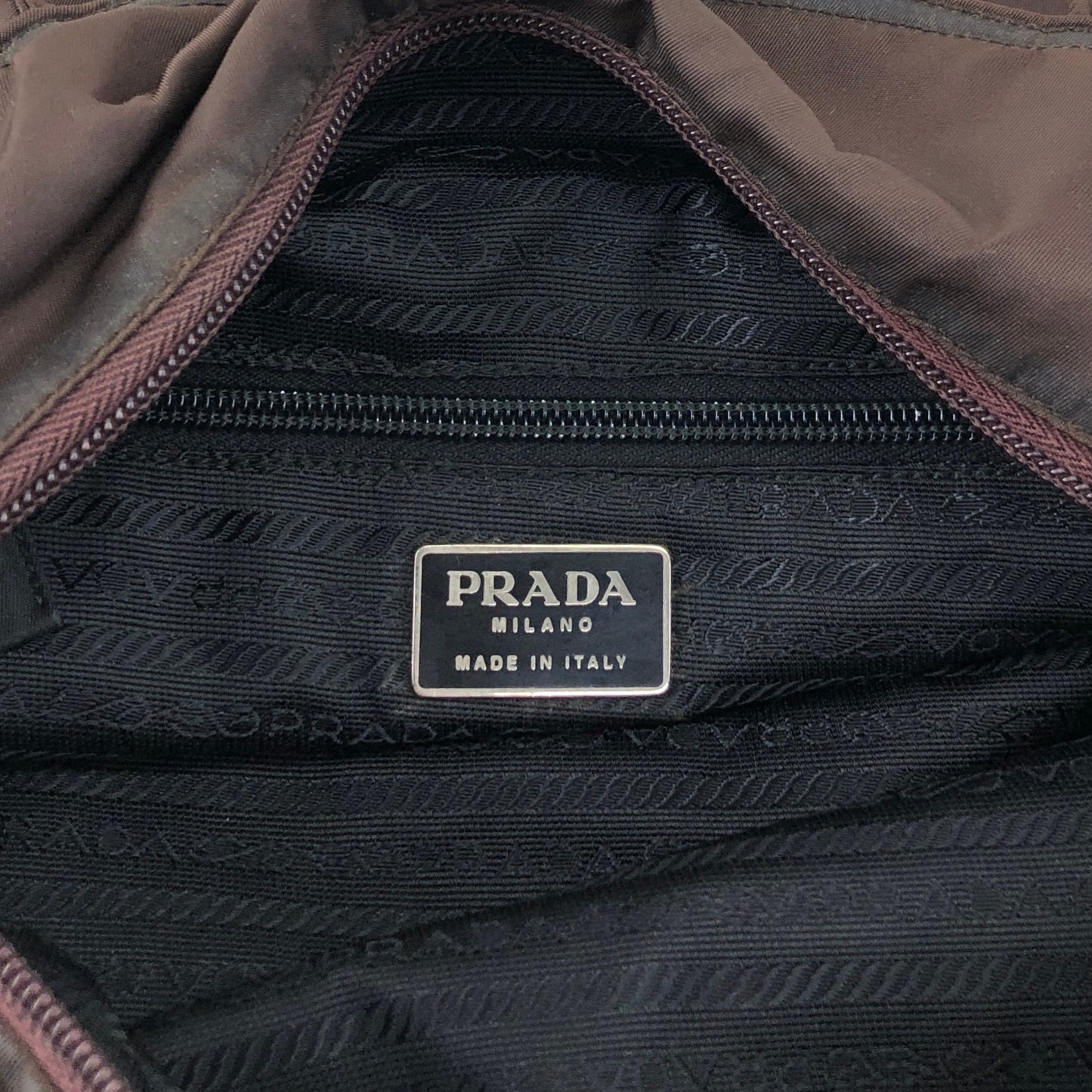 PRADA Tessuto Triangle Logo Totebag Brown Vintage nda4br