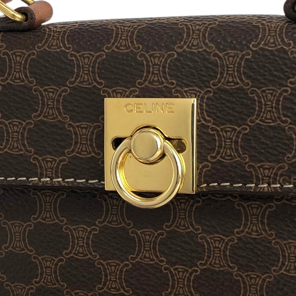 CELINE Macadam Gancini Two-way Small Handbag Shoulder bag Brown Vintage 7xvdb2