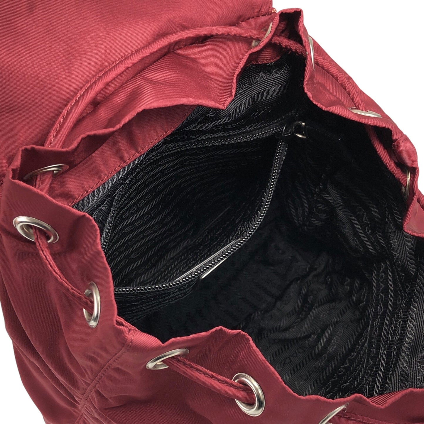 PRADA Triangle Logo Double Pocket Backpack Red Vintage 8jxw7p