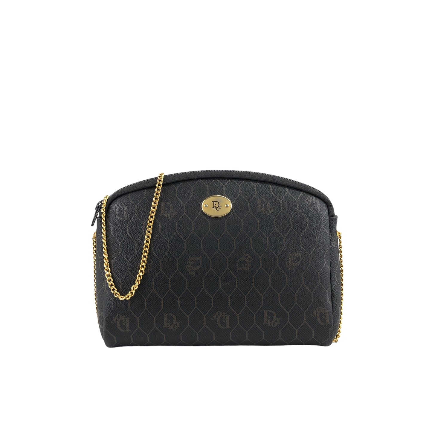 Christian Dior Honeycomb Chain Shoulder bag Black Vintage a826ev