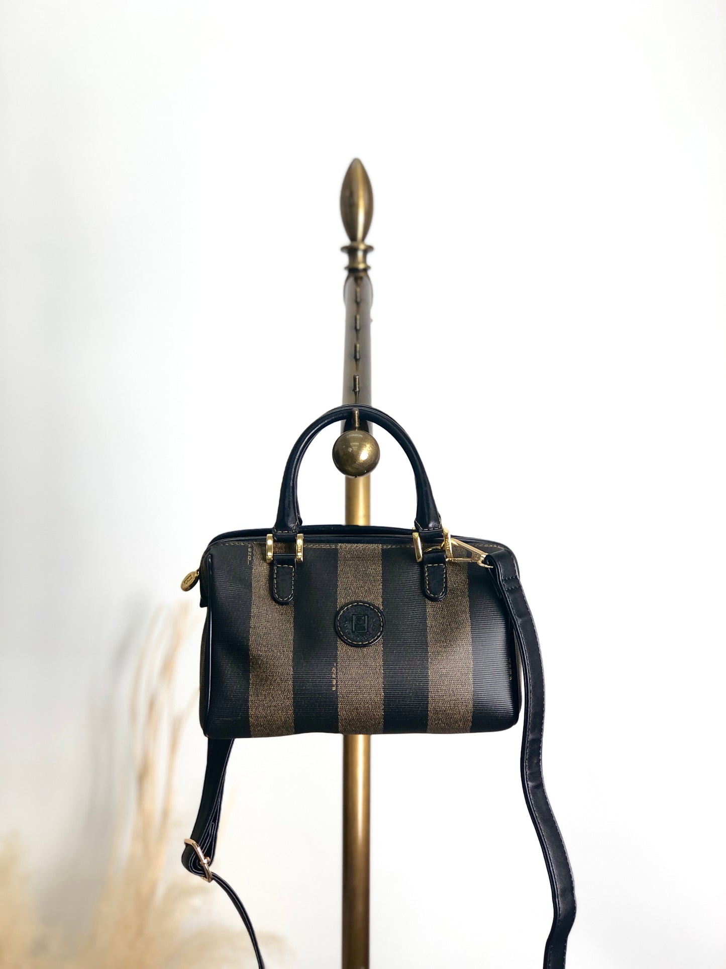 FENDI Pecan Two-way Small Handbag Shoulder bag Black Vintage aybaes