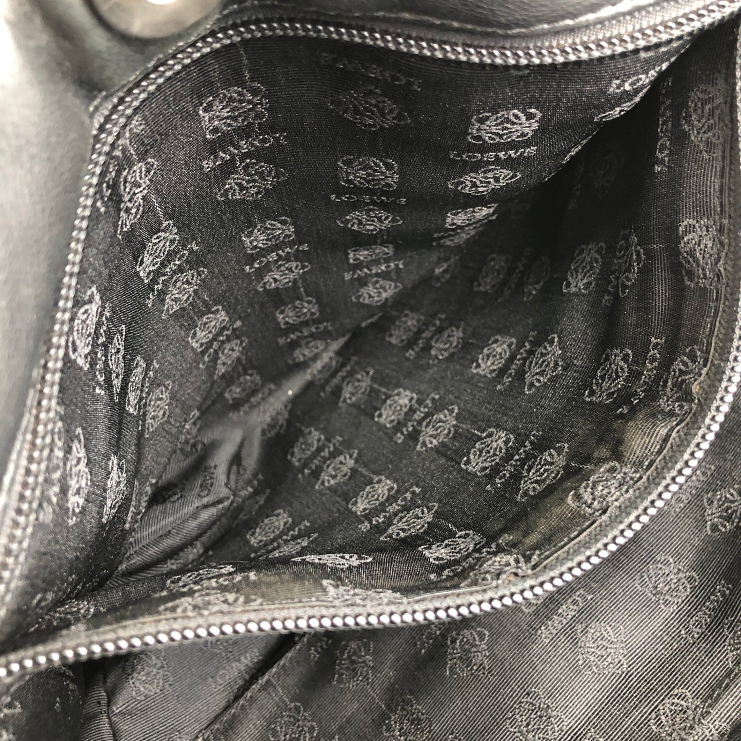 LOEWE Anagram Drawstring Handbag Black Vintage nggky5