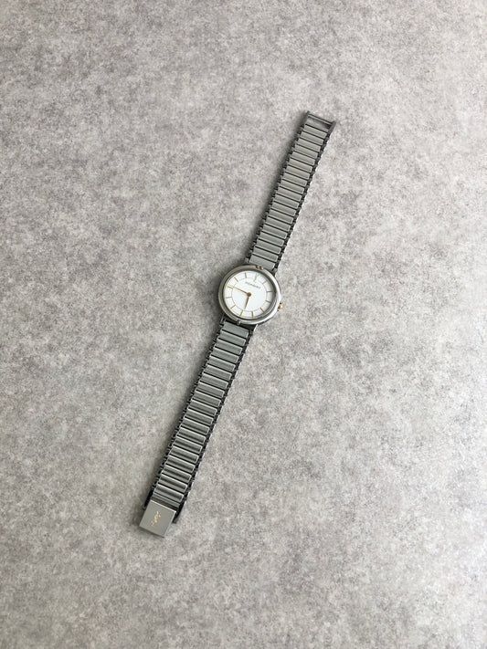 Yves Saint Laurent YSL Logo Watch Silver 4620-E62275 YO Vintage bufvtw