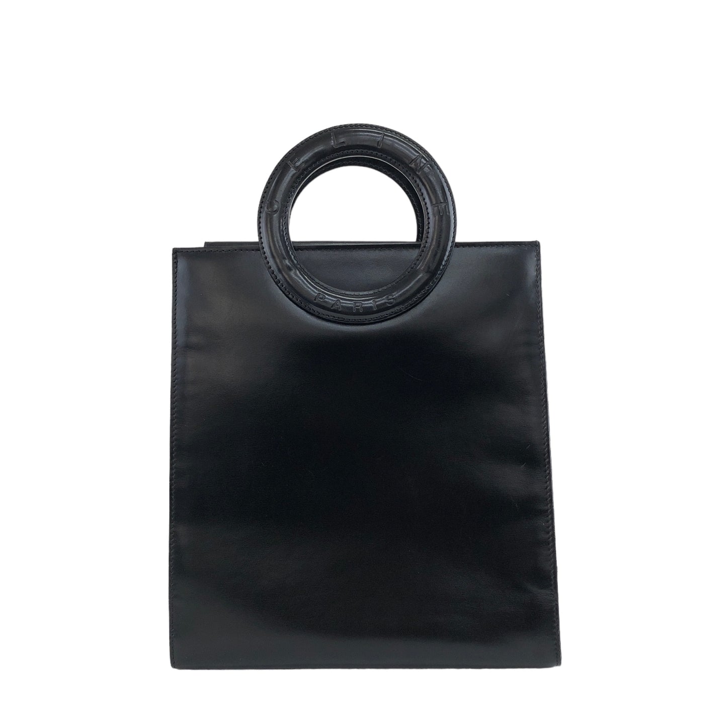 CELINE Circle Logo Handbag Black Vintage dgpp8w
