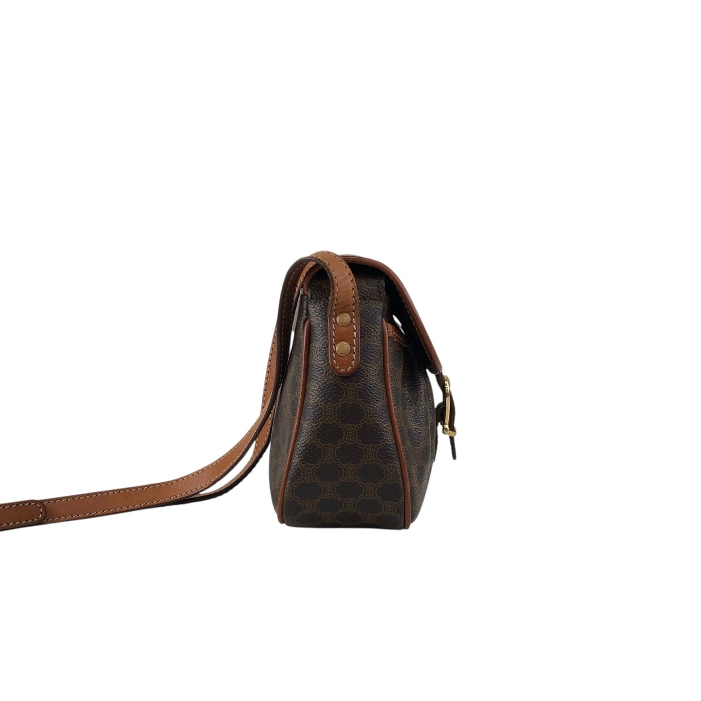 CELINE Macadam Blason Shoulder bag Brown Vintage w4w3x4