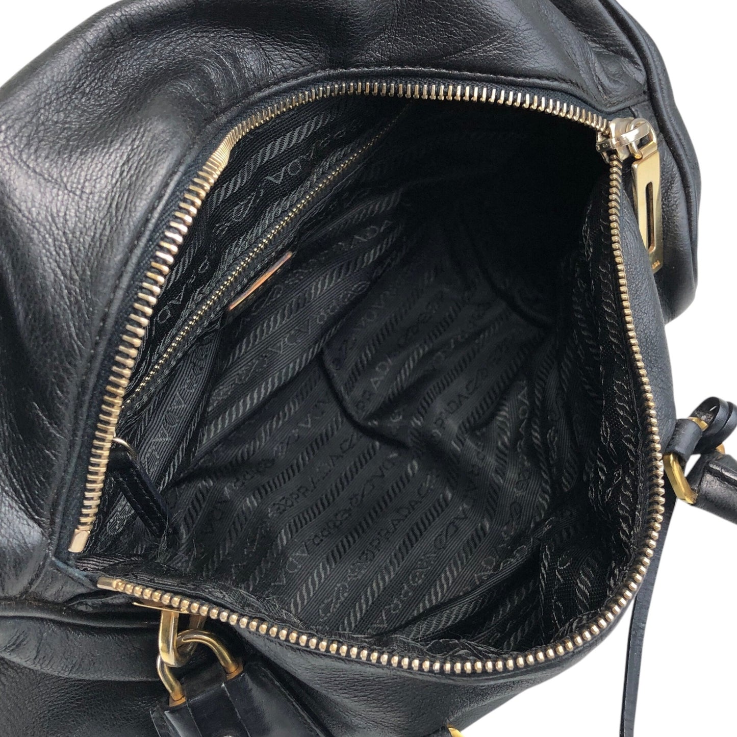 PRADA Padlock Handbag Black Vintage k84sjm