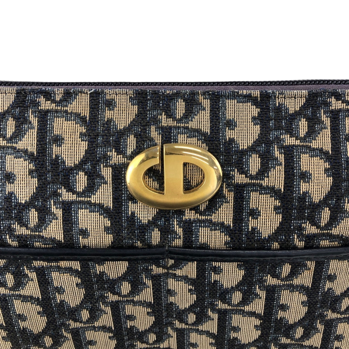 Christian Dior Trotter CD Logo Round Shoulder bag Navy Vintage pca7bv