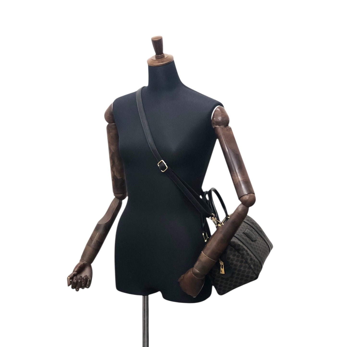 CELINE Macadam Blason Two-way Small Boston bag Shoulder bag Black Vintage k7b5zs