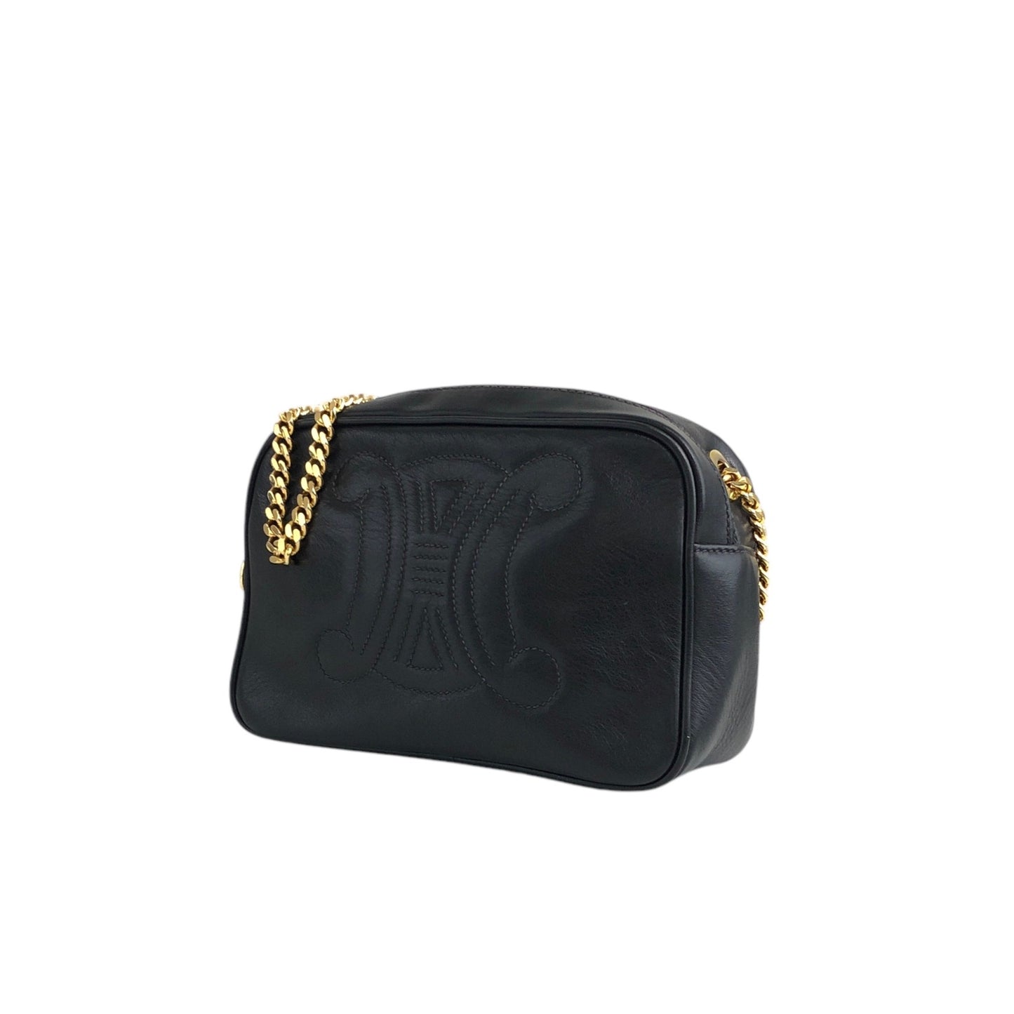 CELINE Triomphe Chain Shoulder bag Black Vintage n8k45k