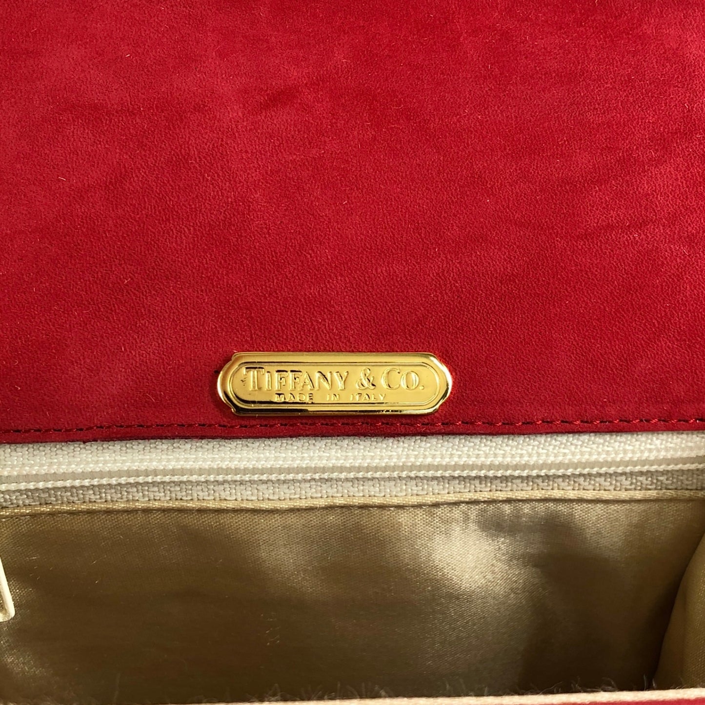 Tiffany & Co. Logo Small Chain Handbag Red Vintage gphne8