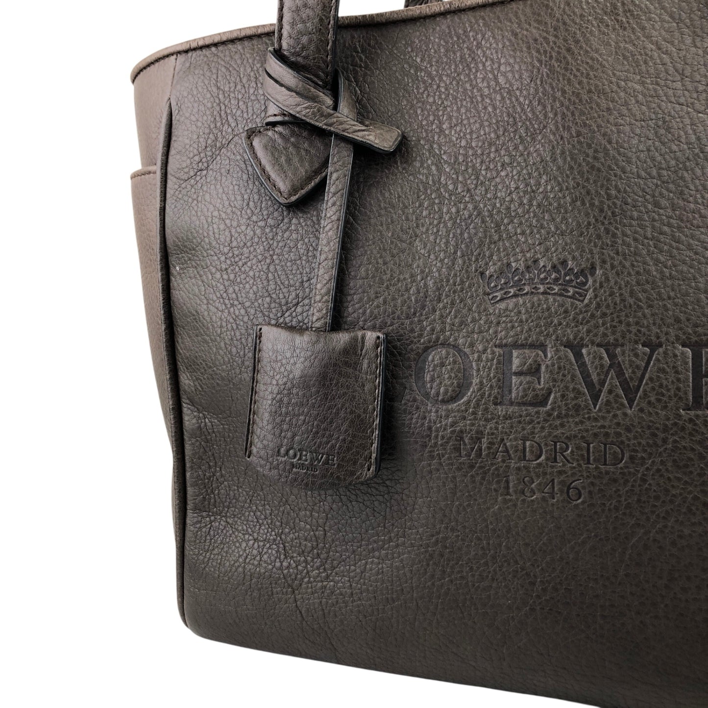 LOEWE 標誌壓花手提包棕色復古 i7rj5t