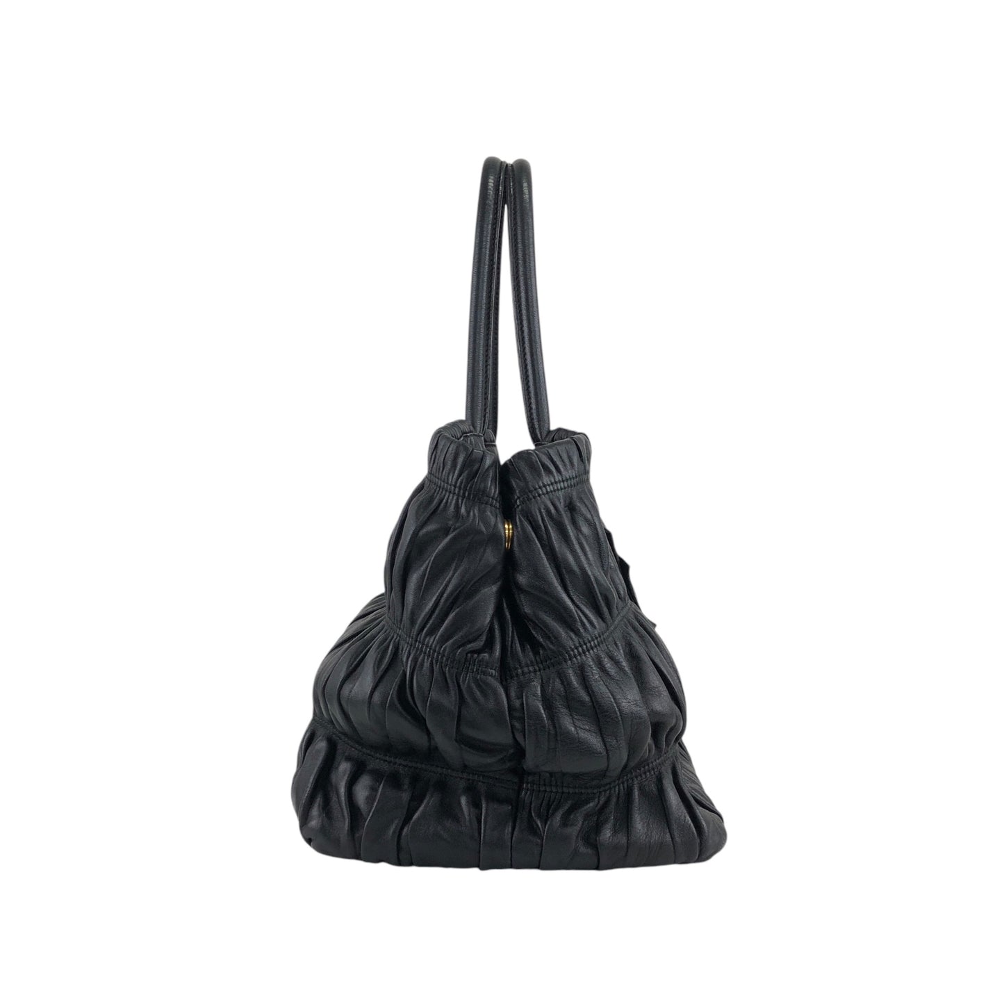 PRADA Ribbon Motif Two-way Handbag Shoulder bag Black Vintage hfsinw
