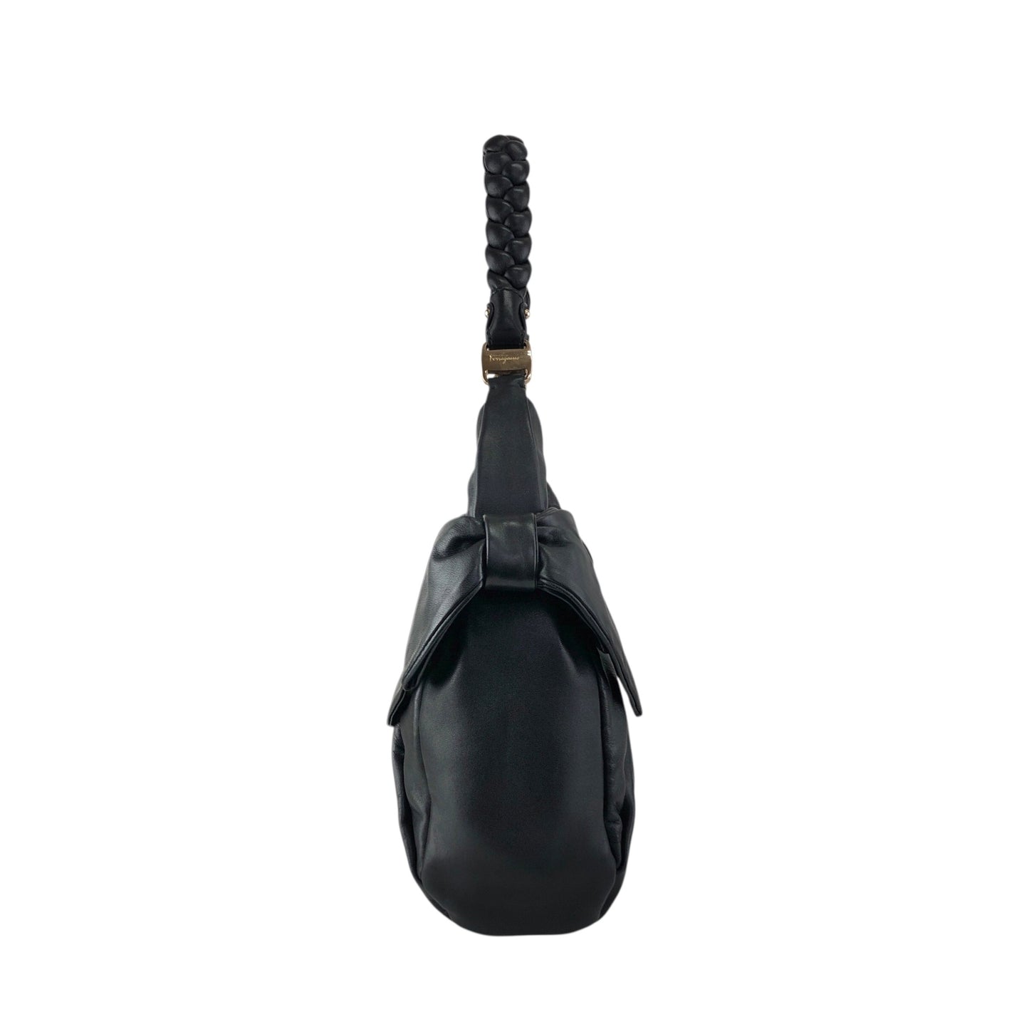 Salvatore Ferragamo Vala Ribbon Shoulder bag Hobobag Black Vintage nbxkia